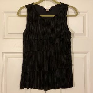 Black Sleeveless Pleated Blouse